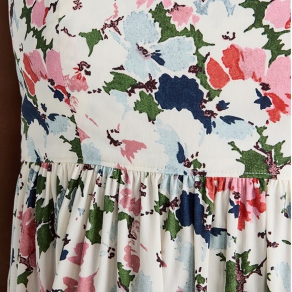 NWT Cinq a Sept 5a7 Gavin Floral Print Tiered Cotton Maxi Dress - Papyrus Multi - Picture 12 of 12